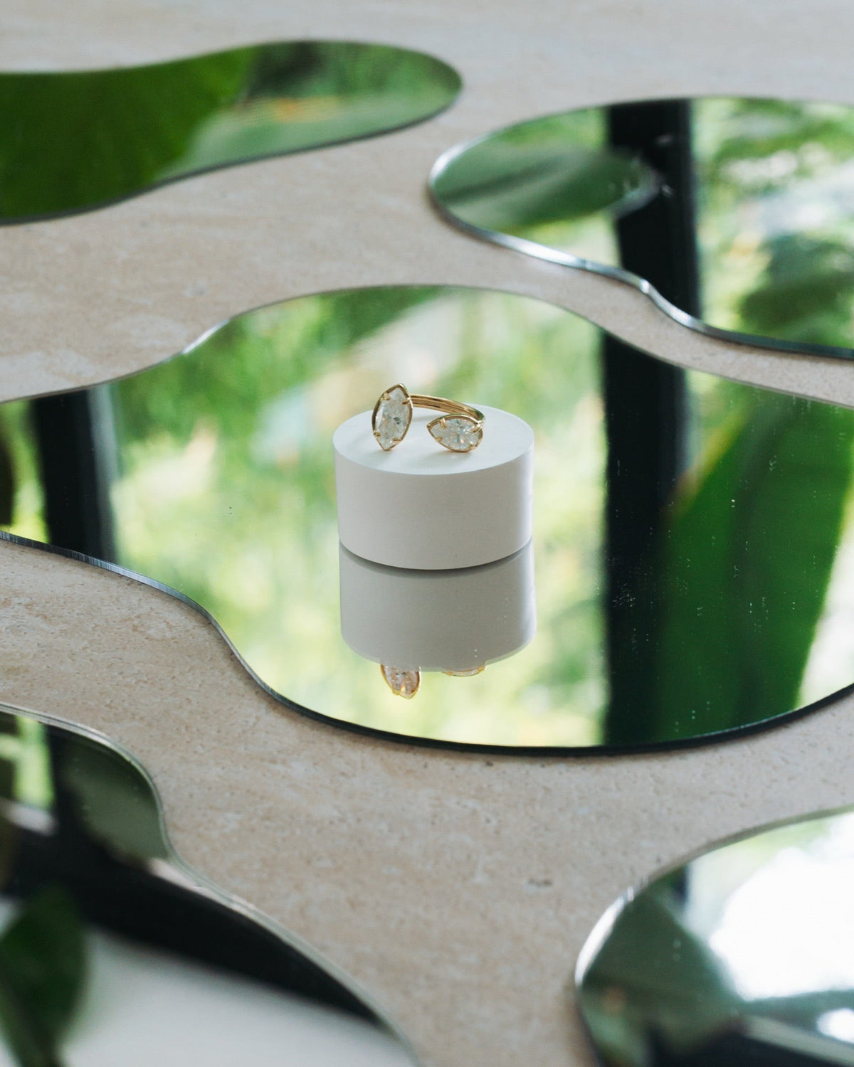 Bague Toi & Moi Annie en plaqué or, bijou GASSION serti de moissanites